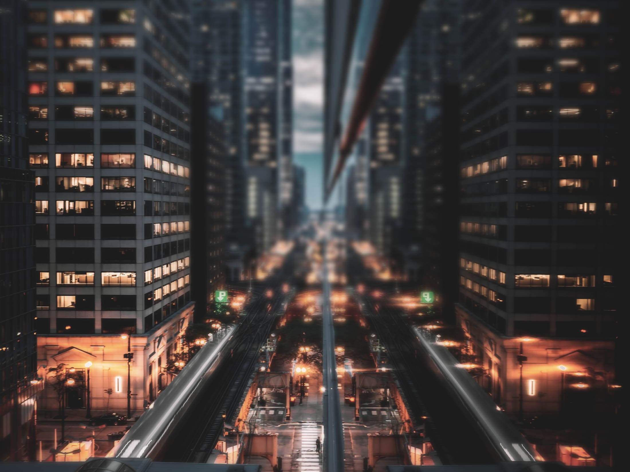 Ciudad al atardecer